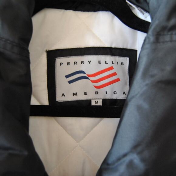 Perry Ellis America Winter Coat Black & White Medium Vintage - Picture 3 of 10